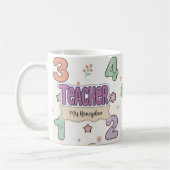 Lila Lehrer-Schul-Nummern-Muster Kaffeetasse (Links)