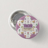 Lila Lehrer Schul Zahlen Muster  Button (Vorne & Hinten)