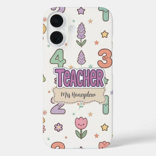 Lila Lehrer Schul Zahlen Muster  Case-Mate iPhone Hülle (Rückseite)