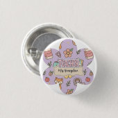 Lila Lehrer Schulbedarf Muster Button (Vorne & Hinten)