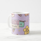 Lila Lehrer Schulbedarf Muster Kaffeetasse (Vorderseite Links)
