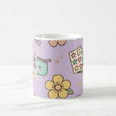 Lila Lehrer Schulbedarf Muster Kaffeetasse (Mittel)