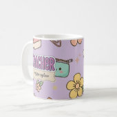 Lila Lehrer Schulbedarf Muster Kaffeetasse (Vorderseite Links)