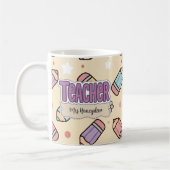 Lila Lehrer Schule Bleistifte Muster  Kaffeetasse (Links)