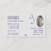 Lila leicht grau Verziert mit Monogramm und Foto Visitenkarte (Rückseite)