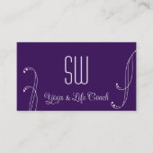 Lila leicht grau Verziert mit Monogramm und Foto Visitenkarte (Vorderseite)