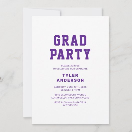 Lila Leichtathletik-Fotocollage-Party Einladung (Rückseite)