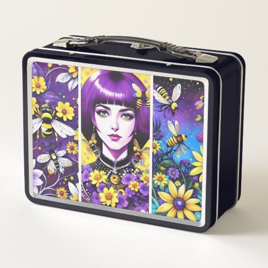 Lila Leidenschaft Metall Brotdose (Rückseite)