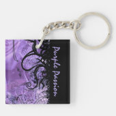 Lila Leidenschaft Schwarz und Lila Schlüsselkette Schlüsselanhänger (Rückseite)