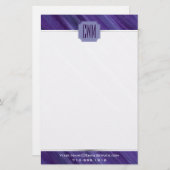 Lila Leidenschaft | Violet Plum Brushstroke Monogr Briefpapier (Vorne/Hinten)