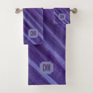 Lila Leidenschaft   Violett Pinsel Monogramm Badhandtuch Set