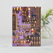 Lila Leiterplatten, elektronische Bauteile, gedruc Dankeskarte (Stehend Vorderseite)