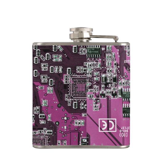 Lila Leiterplattenplatine Flachmann (Rückseite)