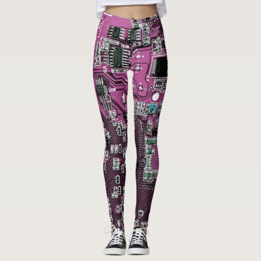Lila Leiterplattenplatine Leggings (Vorderseite)