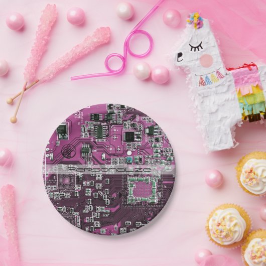 Lila Leiterplattenplatine Pappteller (Party)