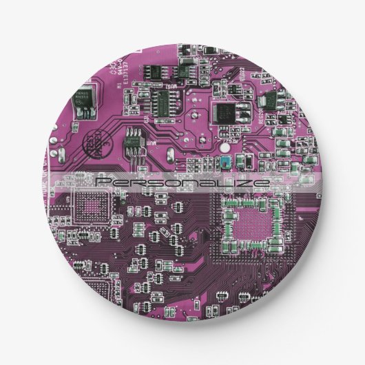 Lila Leiterplattenplatine Pappteller (Vorderseite)