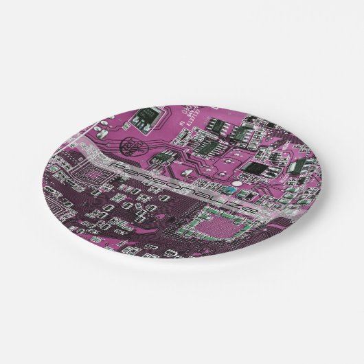 Lila Leiterplattenplatine Pappteller (Schrägansicht)