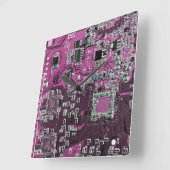 Lila Leiterplattenplatine Quadratische Wanduhr (Winkel)