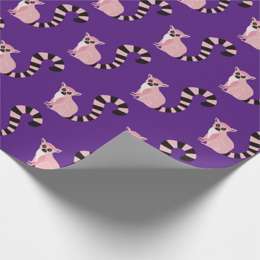 Lila Lemur Geschenkpapier (Ecke)