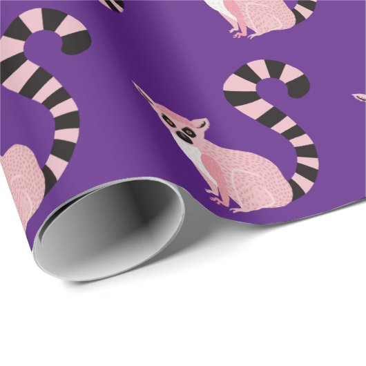 Lila Lemur Geschenkpapier (Rolleneckpunkt)