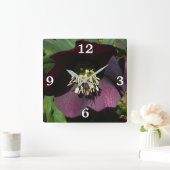 Lila Lenten Rose Ostern Blume Quadratische Wanduhr (Zuhause)