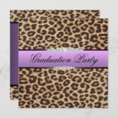 Lila Leopard-Abschluss-Party Einladung (Vorne/Hinten)