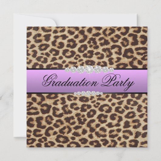 Lila Leopard-Abschluss-Party Einladung (Vorderseite)