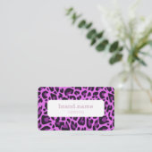 Lila Leopard Cat Animal Print Rockabildmuster Visitenkarte (Stehend Vorderseite)