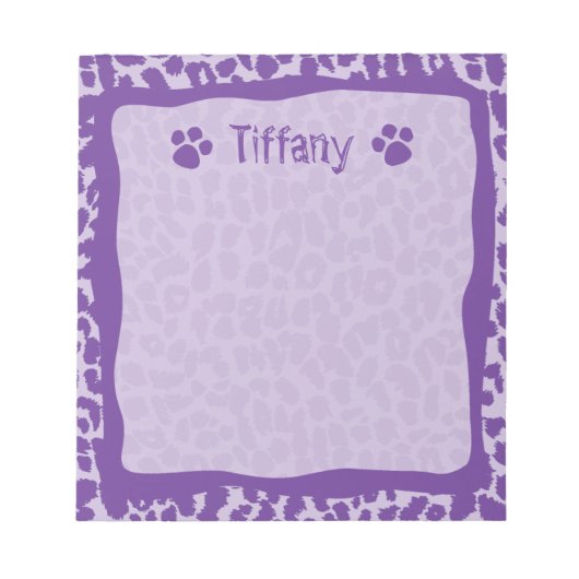 Lila Leopard Cheetah Animal Notepad Notizblock (Vorderseite)