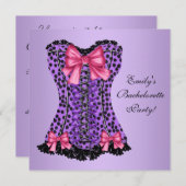 Lila Leopard-Corset-Junggeselinnen-Abschied Einladung (Vorne/Hinten)