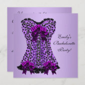 Lila Leopard Corset Lila Junggeselinnen-Abschied Einladung (Vorne/Hinten)