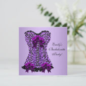 Lila Leopard Corset Lila Junggeselinnen-Abschied Einladung (Stehend Vorderseite)