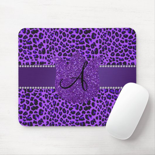 Lila Leopard des Monogramms Mousepad (Mit Mouse)