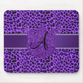Lila Leopard des Monogramms Mousepad (Vorne)