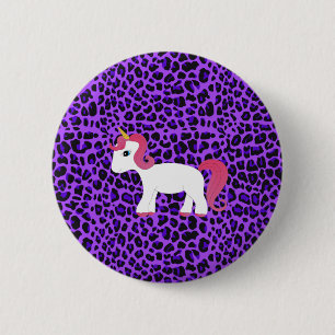 Lila Leopard des niedlichen Unicorn Button