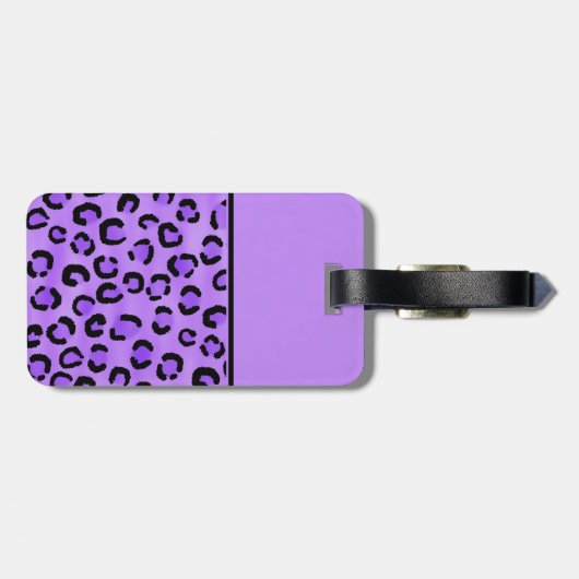 Lila Leopard-Druck-Gewohnheits-Monogramm Gepäckanhänger (Rückseite horizontal)
