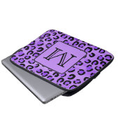 Lila Leopard-Druck-Gewohnheits-Monogramm Laptopschutzhülle (Vorne Knopf)
