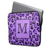 Lila Leopard-Druck-Gewohnheits-Monogramm Laptopschutzhülle (Vorderseite Links)