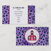 Lila Leopard-Druck-Lehrer-Mode-Geschäfts-Karte Visitenkarte (Vorne/Hinten)