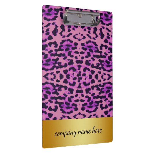Lila Leopard-Druck mit Gold-Abzeichen Klemmbrett (Rechts)
