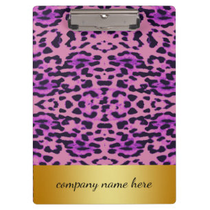 Lila Leopard-Druck mit Gold-Abzeichen Klemmbrett