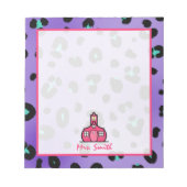 Lila Leopard Drucklehrer Notepad Notizblock (Vorderseite)