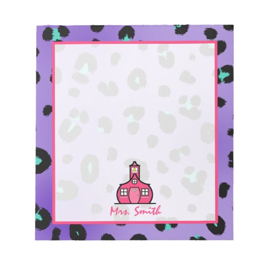 Lila Leopard Drucklehrer Notepad Notizblock (Vorderseite)