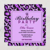 Lila Leopard-Einladung Einladung (Vorne/Hinten)