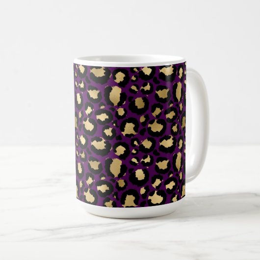 Lila Leopard/Gepard-Tasse Kaffeetasse (VorderseiteRechts)