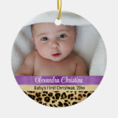 Lila Leopard Girl Babys Erstes Foto Ce Keramik Ornament (Vorne)