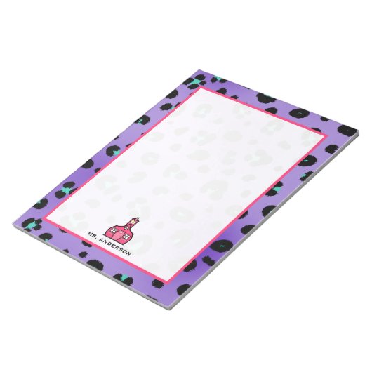 Lila Leopard-Lehrer Notizblock (angewinkelt)