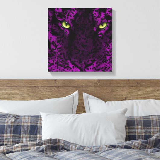 Lila Leopard-Mauer Leinwanddruck (Insitu (Schlafzimmer))
