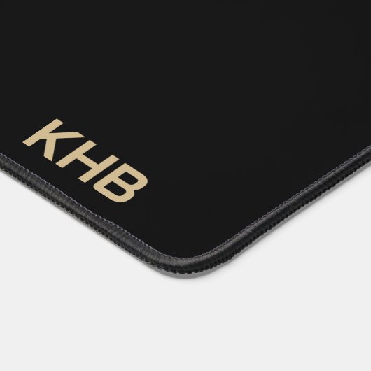 Lila Leopard mit Gold und Schwarz - Monogramm Schreibtischunterlage (Ecke)