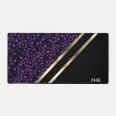 Lila Leopard mit Gold und Schwarz - Monogramm Schreibtischunterlage (Vorderseite)